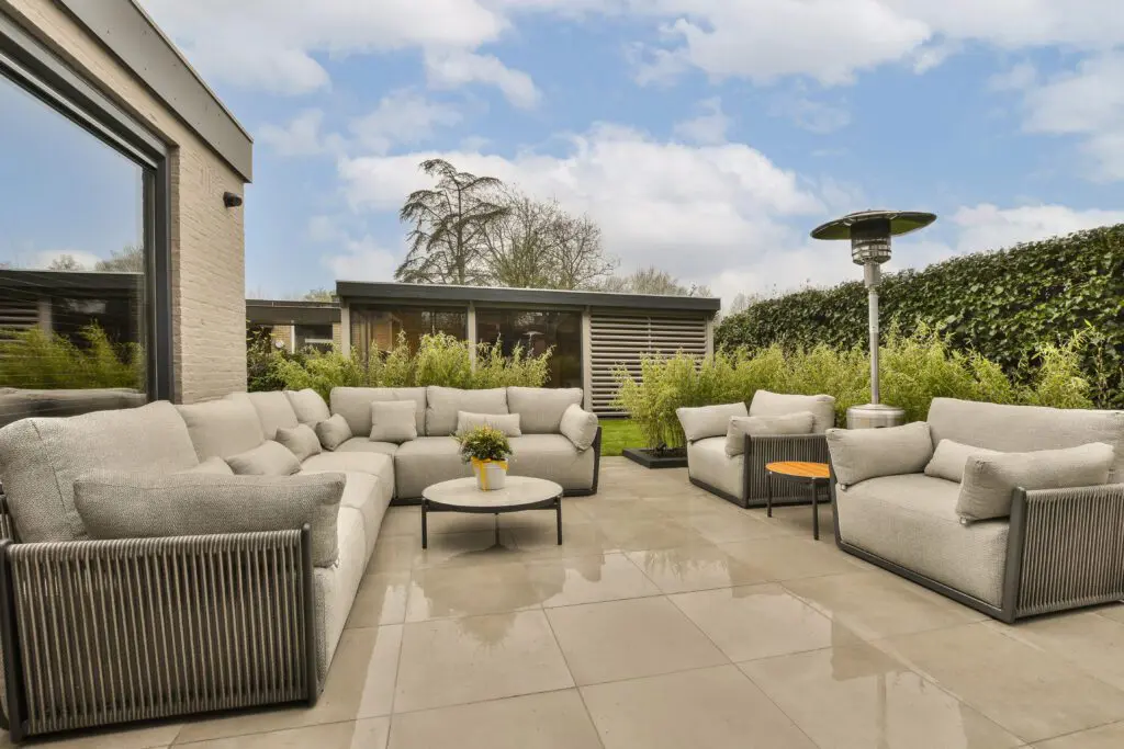 Outside cushions on sofa
