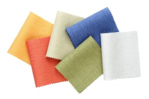 Samples of colored canvas fabric on White Background